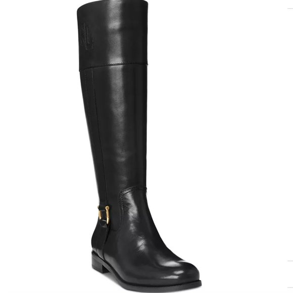 NEW Lauren Ralph Lauren Black Leather Boots - Picture 2 of 9